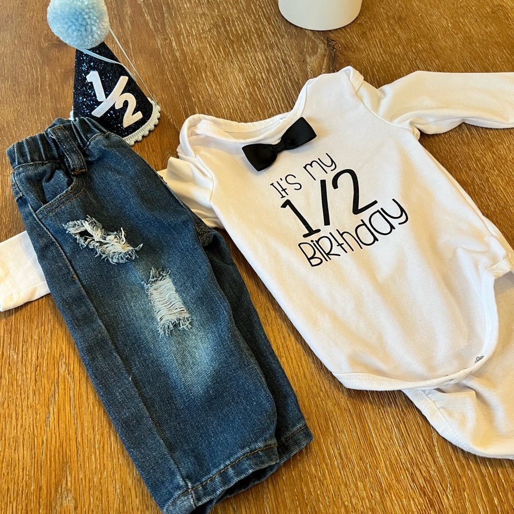 1/2 birthday boy outfit!